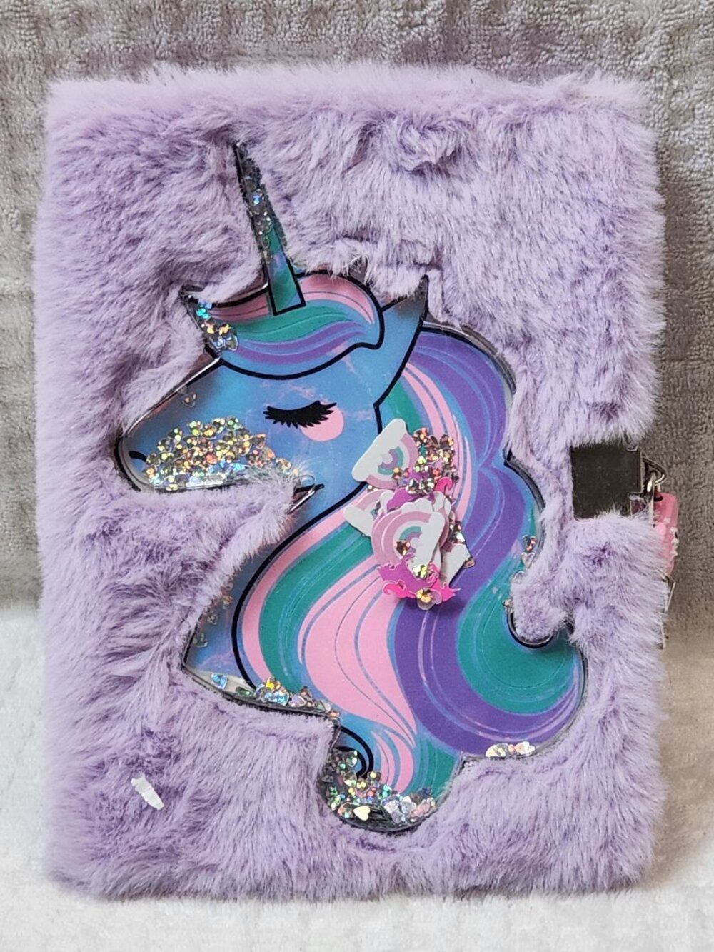 CLAIRE'S Plush Purple Unicorn Journal Diary - NEW NWT
